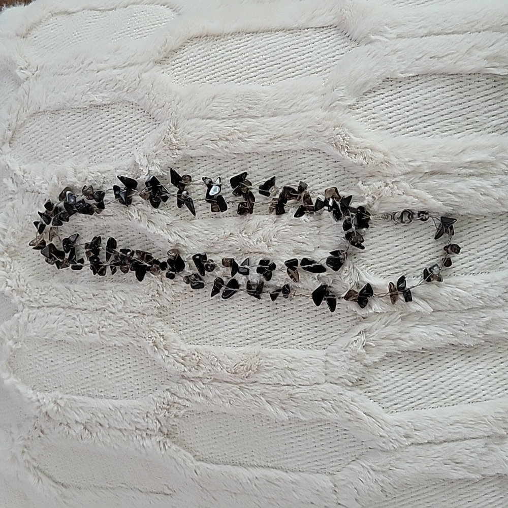 Black and silver long necklace